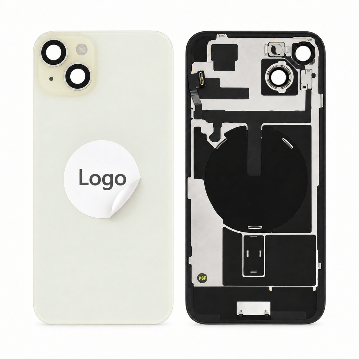 Akkudeckel Back Cover inkl. Kamera Linse, Blitz Licht und Wireless Charging Flex für iPhone 15 Plus - Pulled