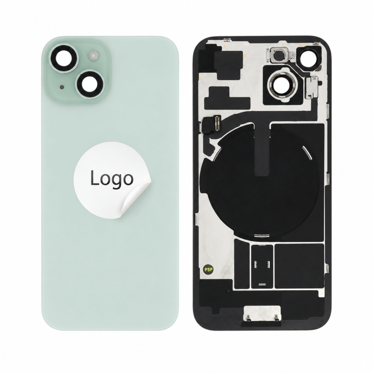 Akkudeckel Back Cover inkl. Kamera Linse, Blitz Licht und Wireless Charging Flex für iPhone 15 - Pulled