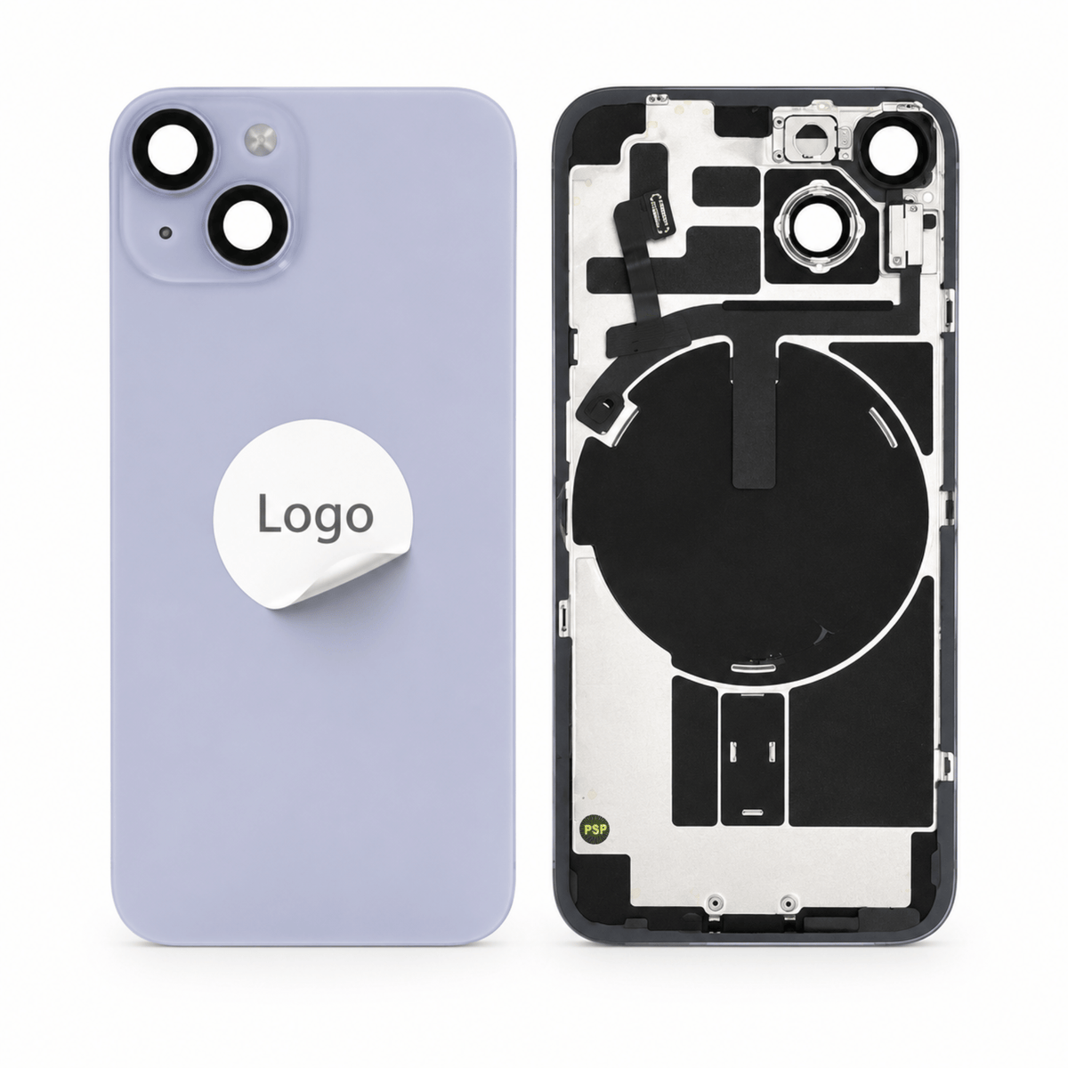 Akkudeckel Back Cover inkl. Kamera Linse, Blitz Licht und Wireless Charging Flex für iPhone 14 - Pulled