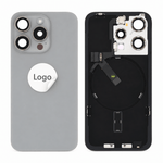 Akkudeckel Back Cover inkl. Kamera Linse, Blitz Licht und Wireless Charging Flex für iPhone 15 Pro - Titanium Pulled