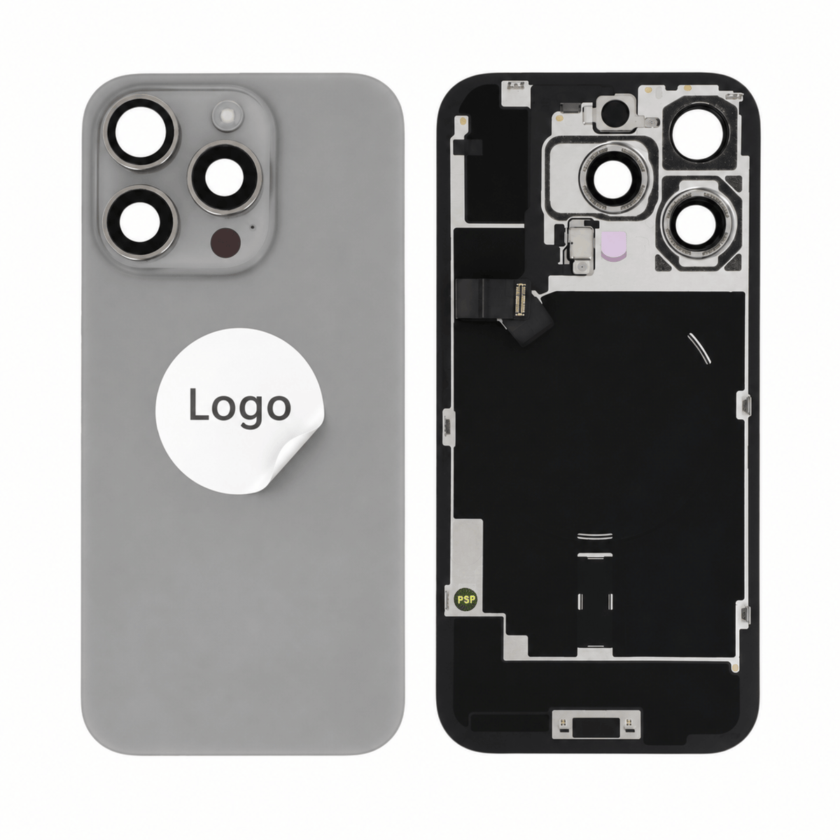 Akkudeckel Back Cover inkl. Kamera Linse, Blitz Licht und Wireless Charging Flex für iPhone 16 Pro Max - Titanium Pulled