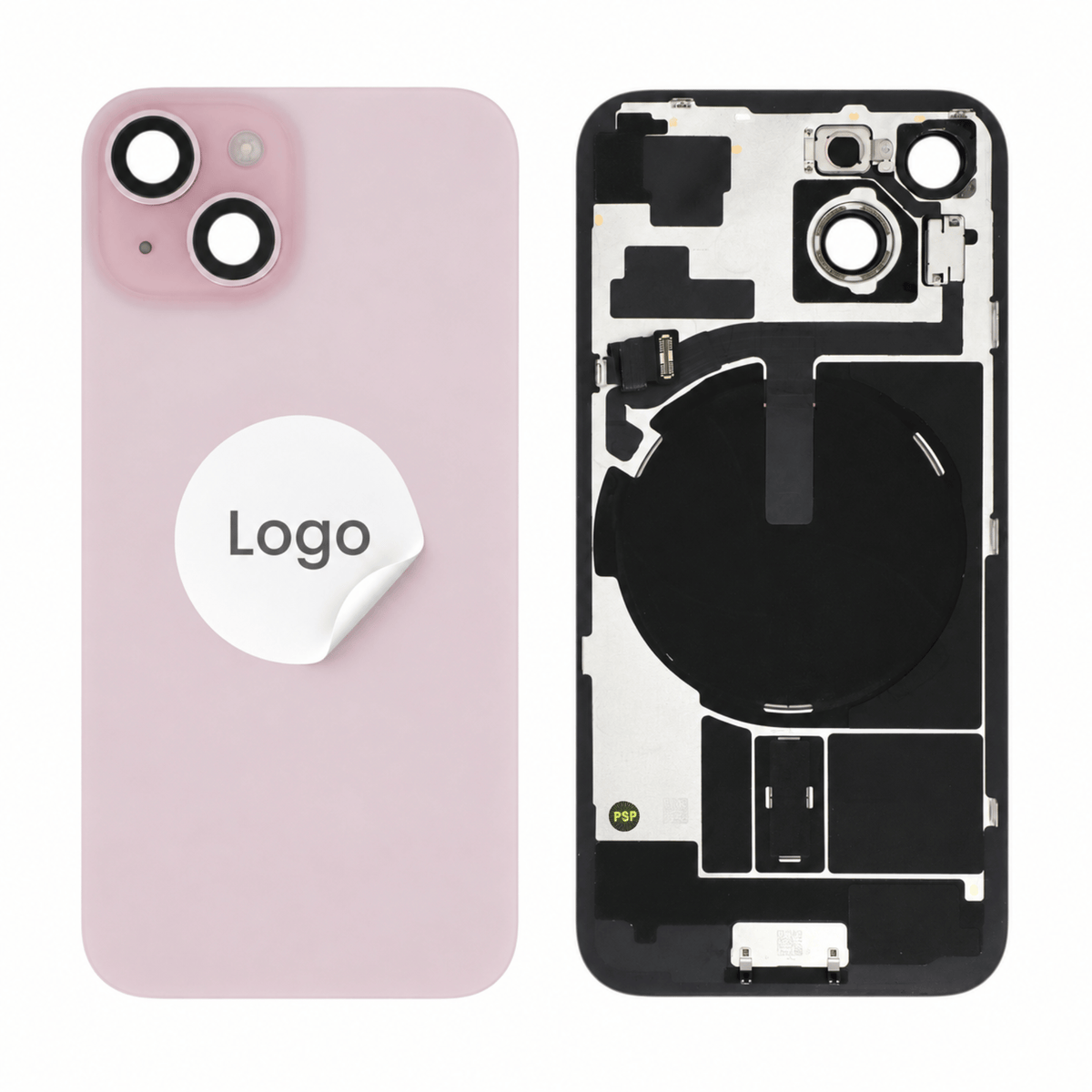 Akkudeckel Back Cover inkl. Kamera Linse, Blitz Licht und Wireless Charging Flex für iPhone 15 - Pulled