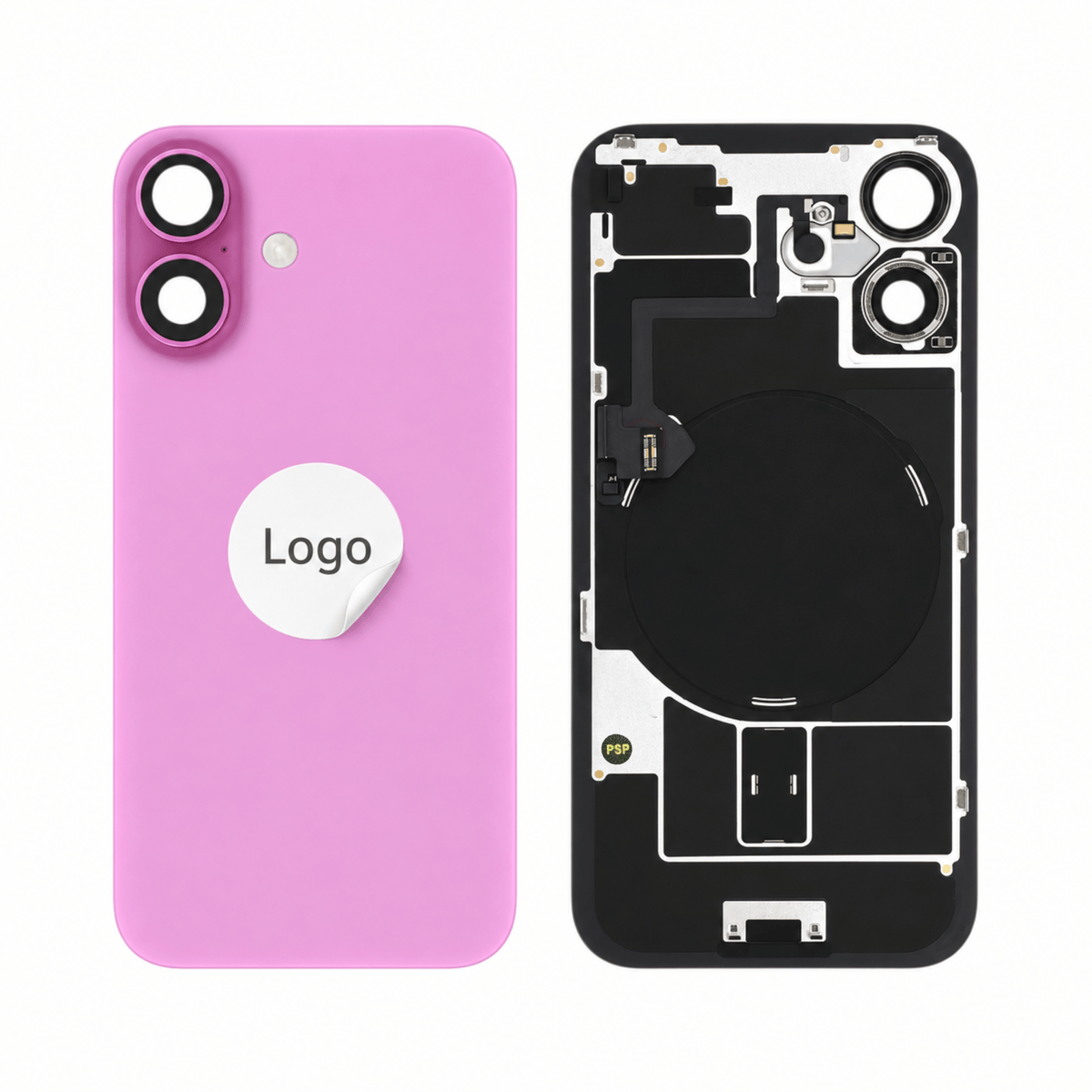 Akkudeckel Back Cover inkl. Kamera Linse, Blitz Licht und Wireless Charging Flex für iPhone 16 - Pulled
