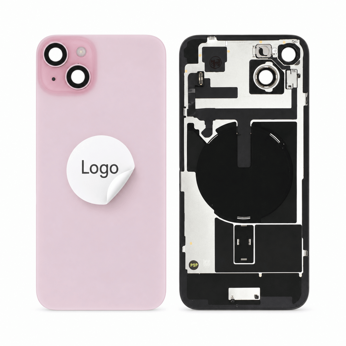 Akkudeckel Back Cover inkl. Kamera Linse, Blitz Licht und Wireless Charging Flex für iPhone 15 Plus - Pulled