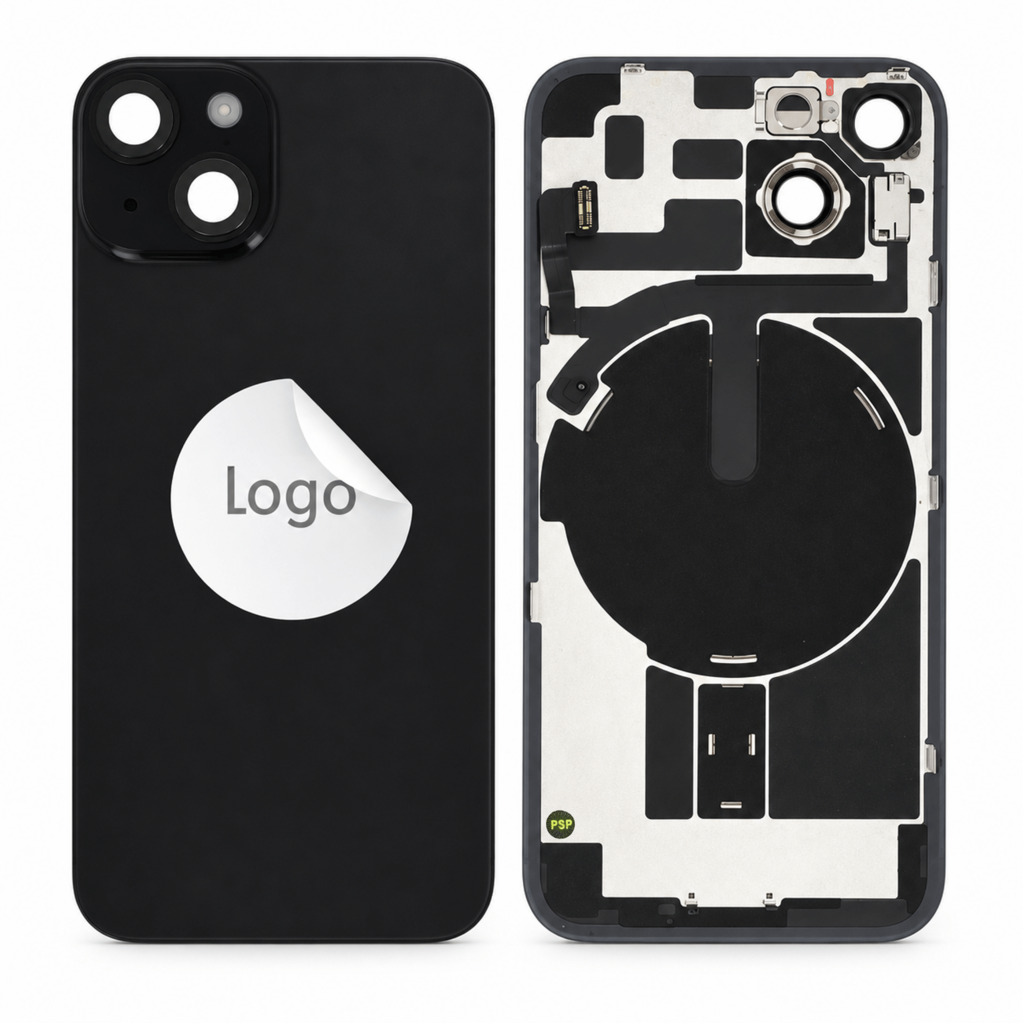 Akkudeckel Back Cover inkl. Kamera Linse, Blitz Licht und Wireless Charging Flex für iPhone 14 - Pulled