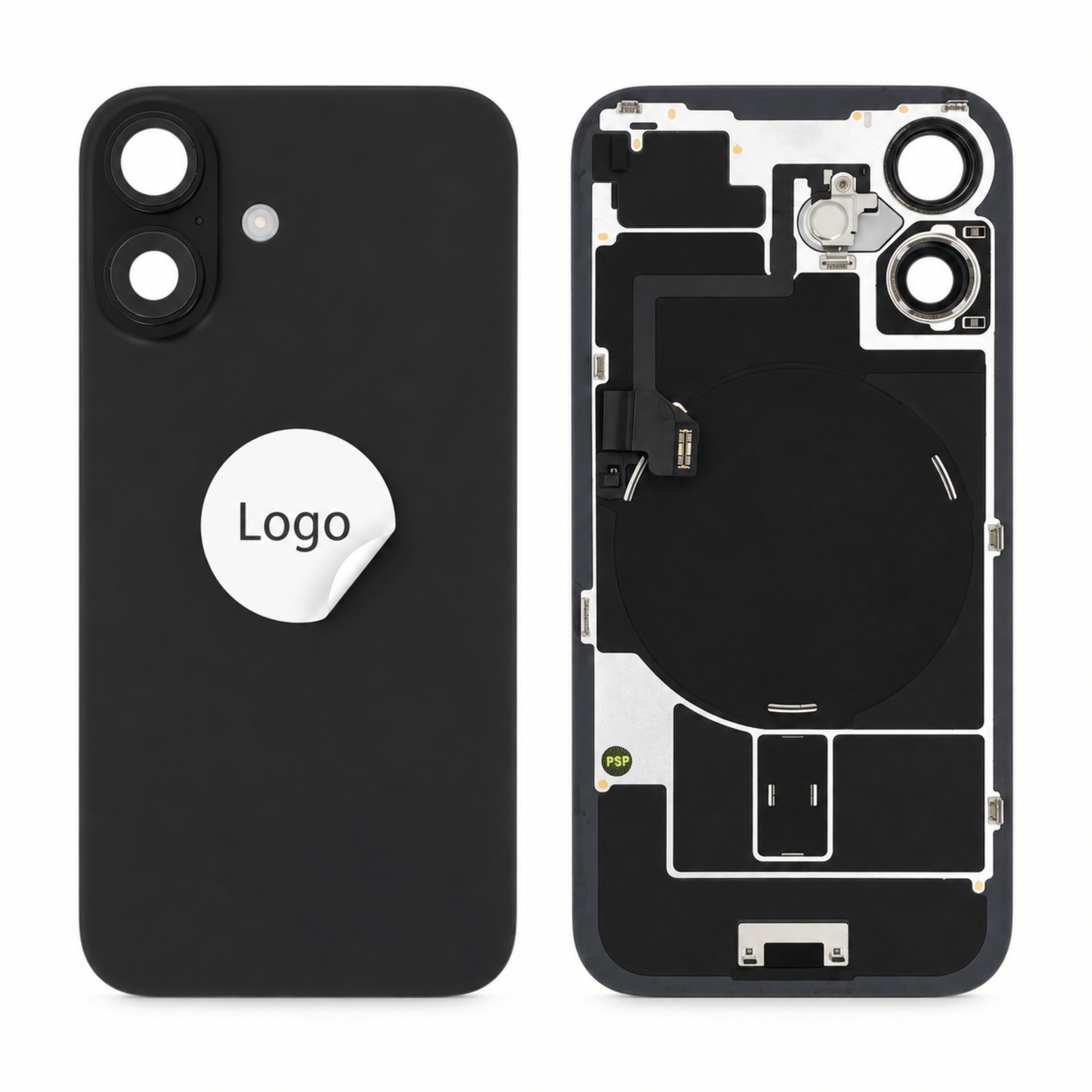 Akkudeckel Back Cover inkl. Kamera Linse, Blitz Licht und Wireless Charging Flex für iPhone 16 Plus - Pulled