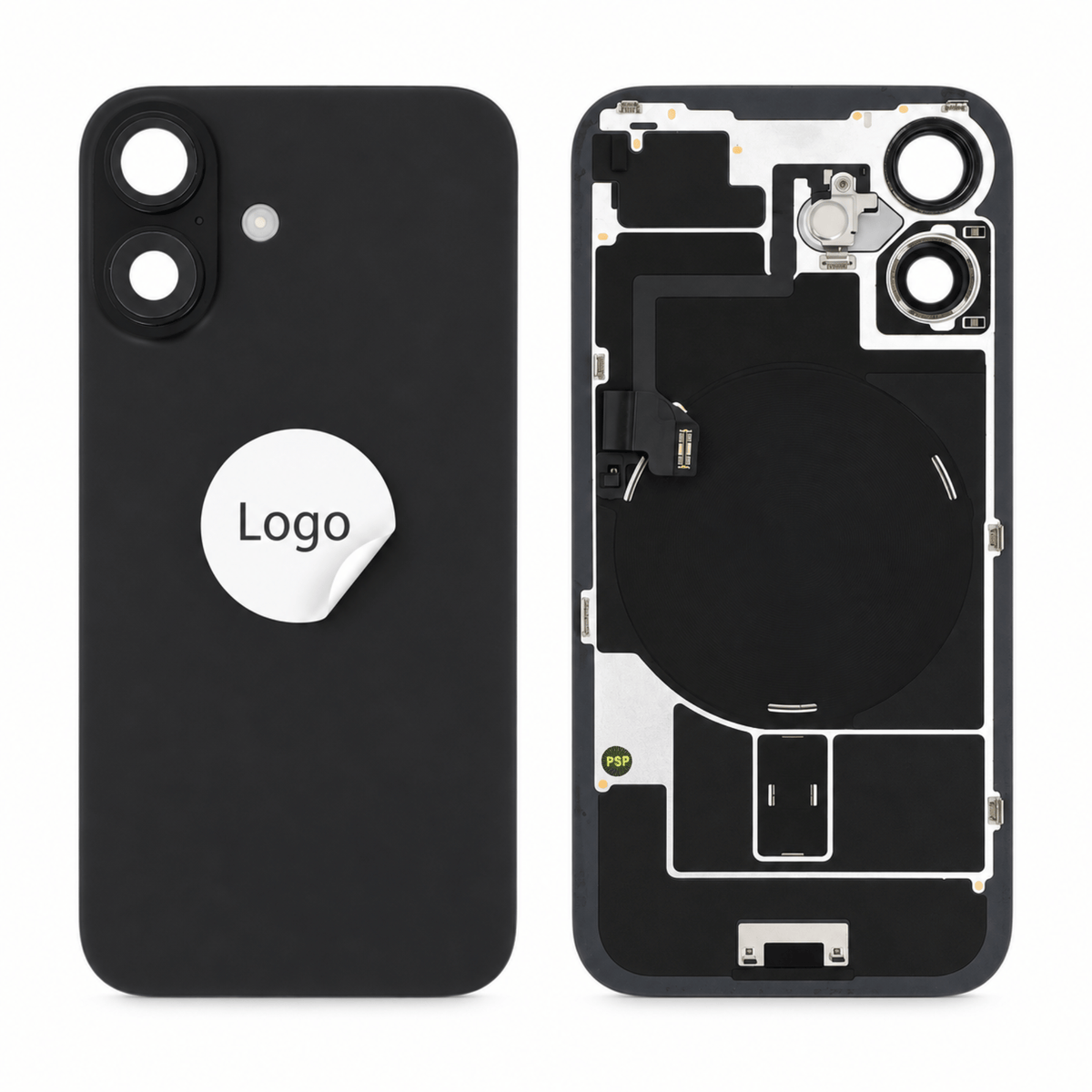 Akkudeckel Back Cover inkl. Kamera Linse, Blitz Licht und Wireless Charging Flex für iPhone 16 Plus - Pulled