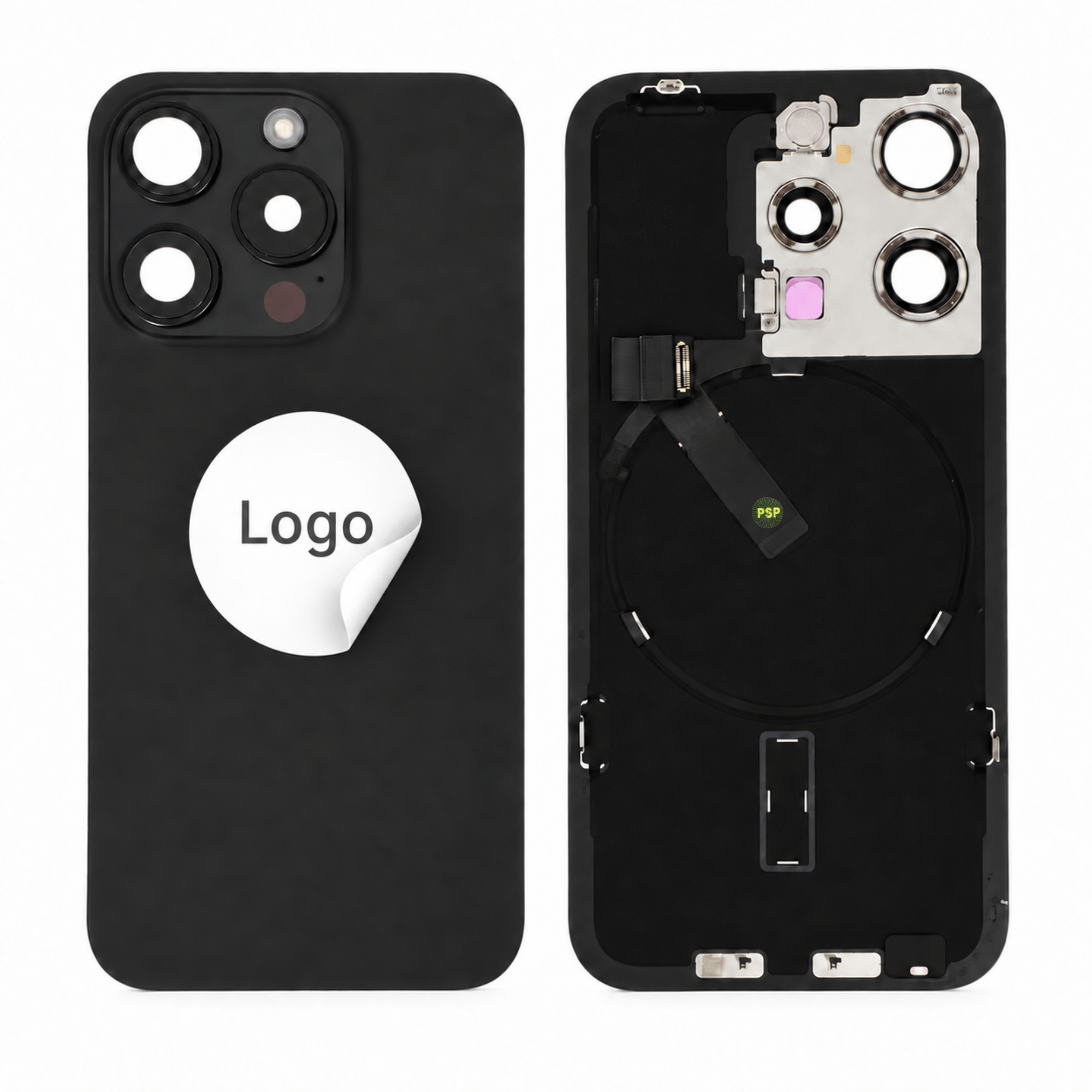 Akkudeckel Back Cover inkl. Kamera Linse, Blitz Licht und Wireless Charging Flex für iPhone 15 Pro Max - Titanium Pulled