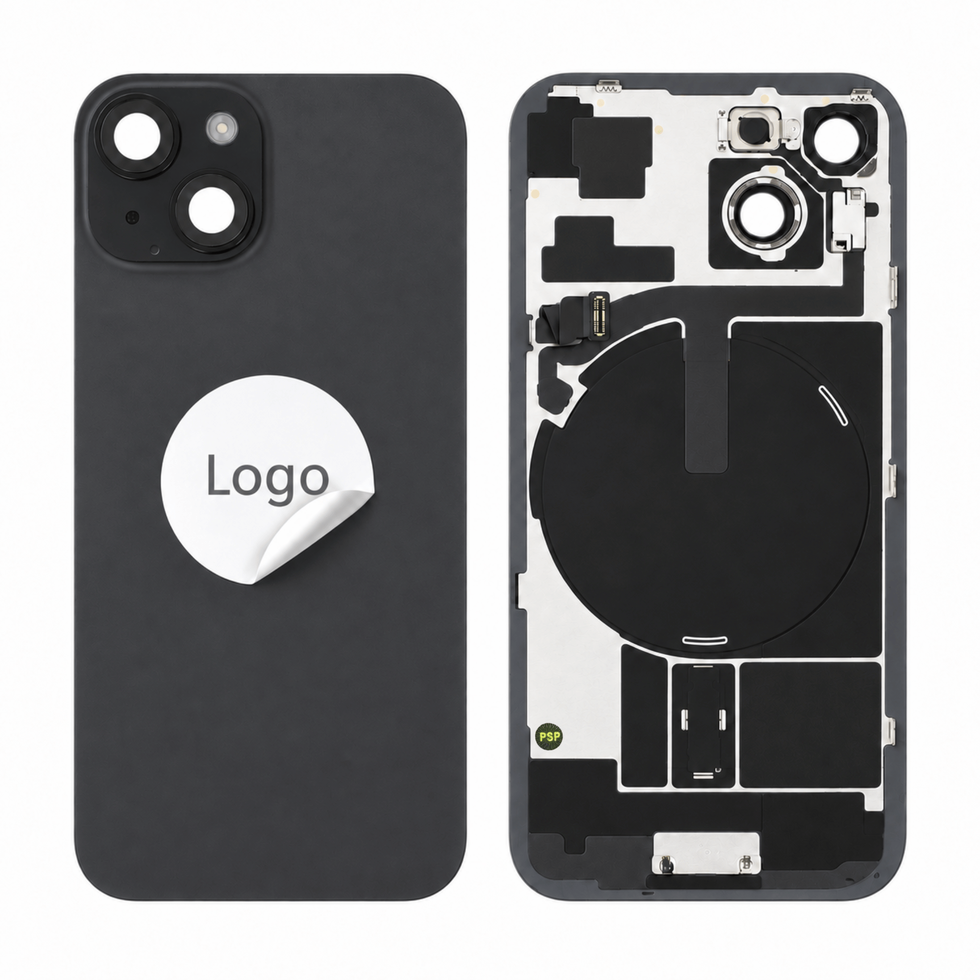 Akkudeckel Back Cover inkl. Kamera Linse, Blitz Licht und Wireless Charging Flex für iPhone 15 - Pulled