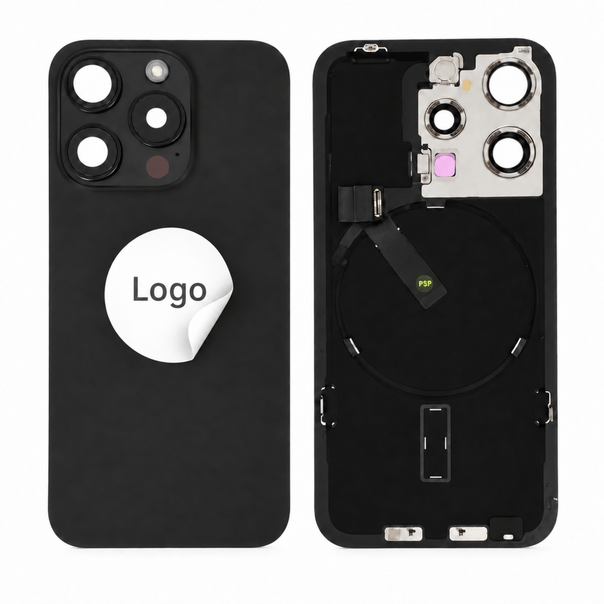 Akkudeckel Back Cover inkl. Kamera Linse, Blitz Licht und Wireless Charging Flex für iPhone 15 Pro - Titanium Pulled