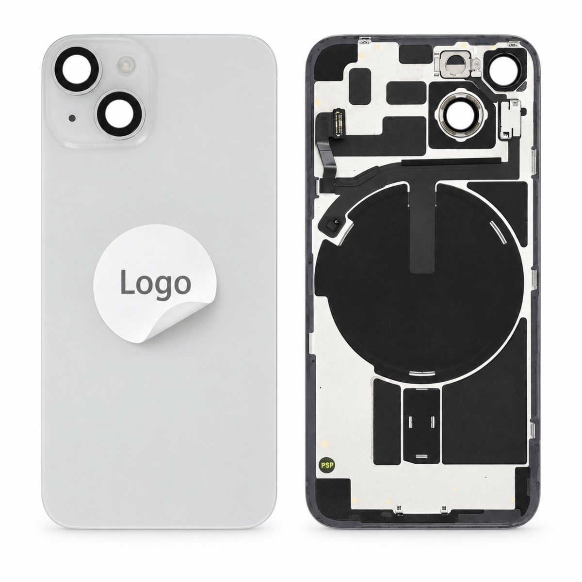 Akkudeckel Back Cover inkl. Kamera Linse, Blitz Licht und Wireless Charging Flex für iPhone 14 - Pulled