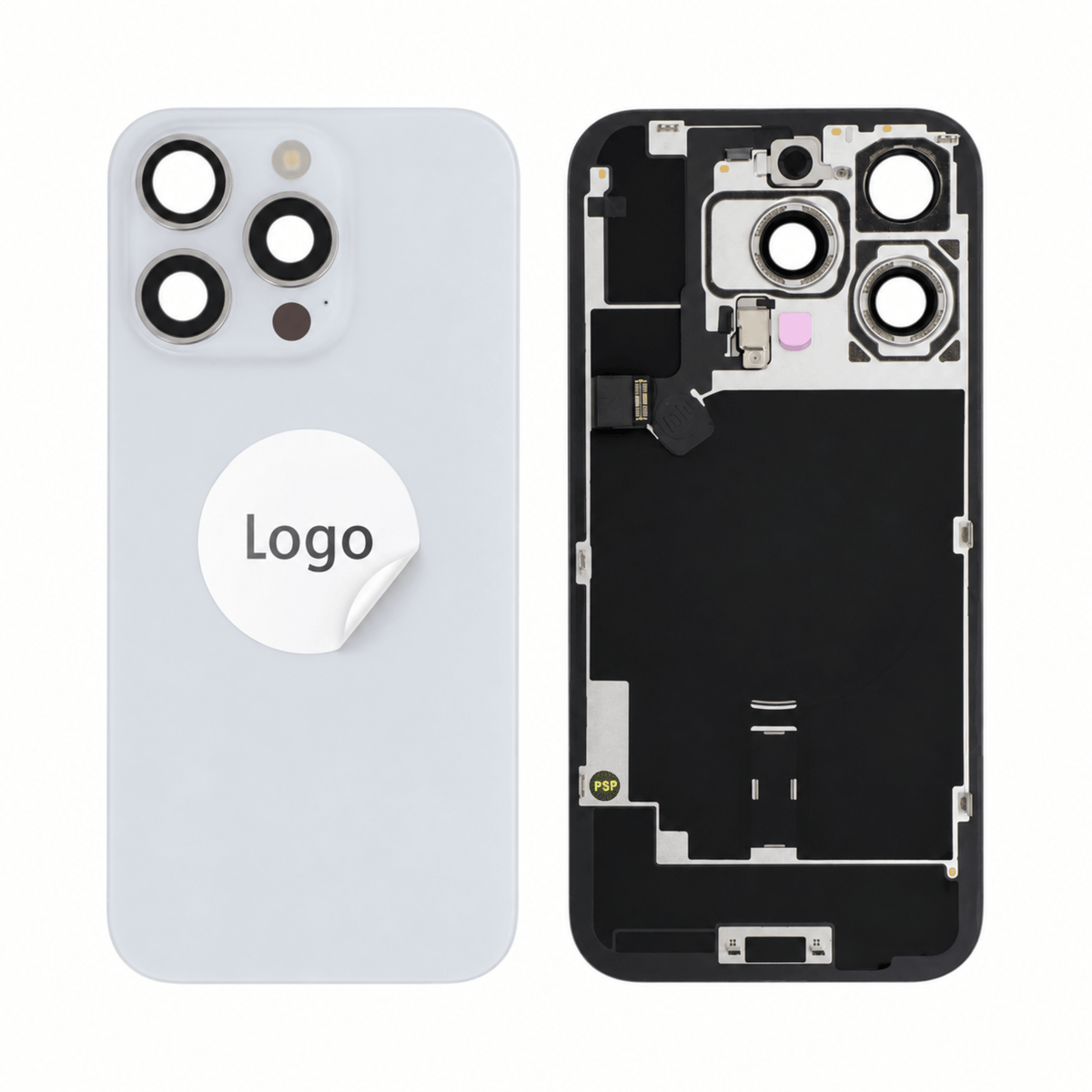 Akkudeckel Back Cover inkl. Kamera Linse, Blitz Licht und Wireless Charging Flex für iPhone 16 Pro Max - Titanium Pulled