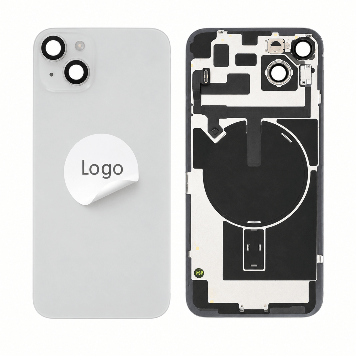 Akkudeckel Back Cover inkl. Kamera Linse, Blitz Licht und Wireless Charging Flex für iPhone 14 Plus - Pulled