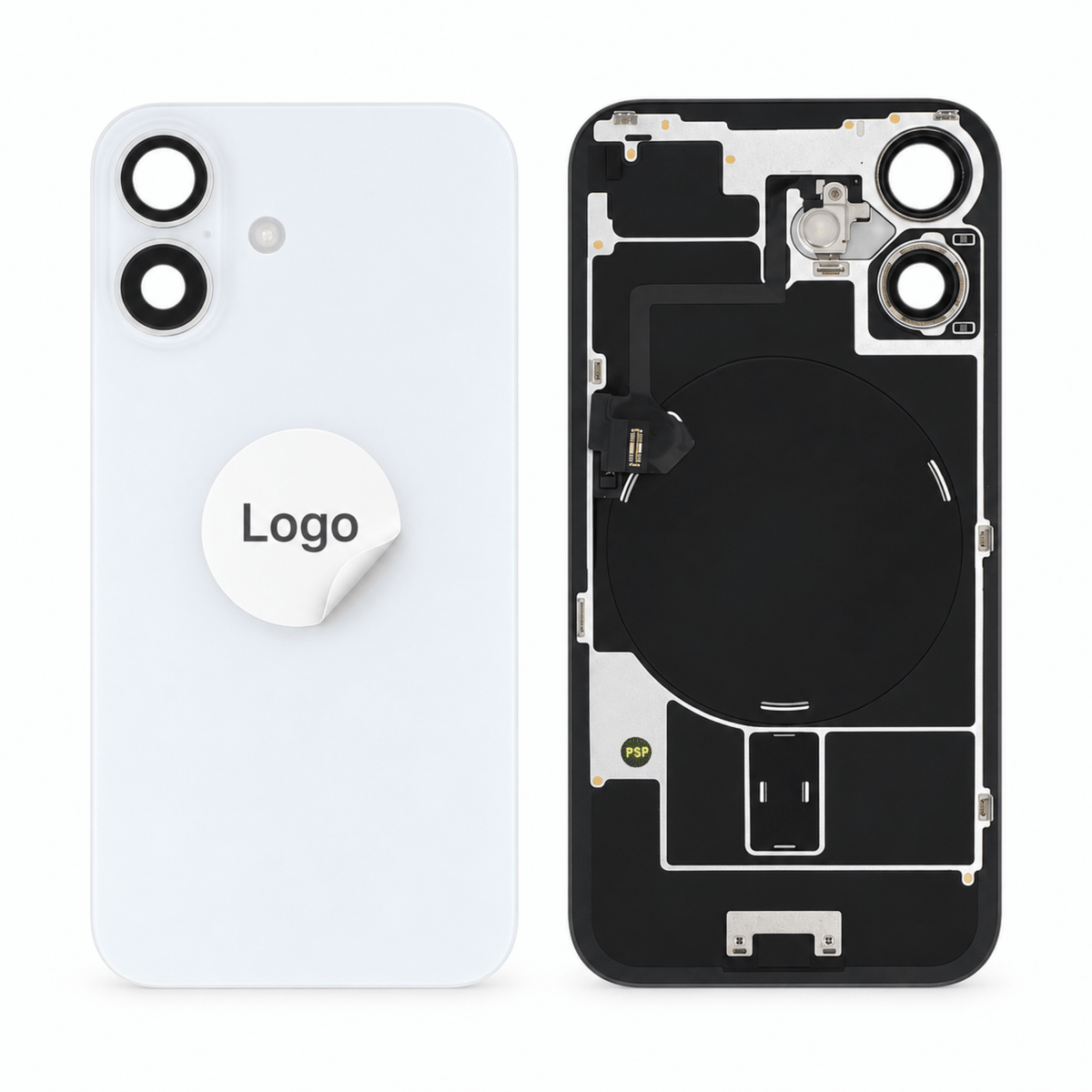 Akkudeckel Back Cover inkl. Kamera Linse, Blitz Licht und Wireless Charging Flex für iPhone 16 - Pulled